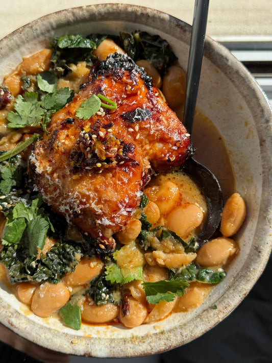 Soy Honey Chicken with Butter Bean Base
